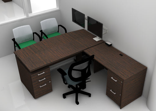 Bow front w/extended corner L-shape desk